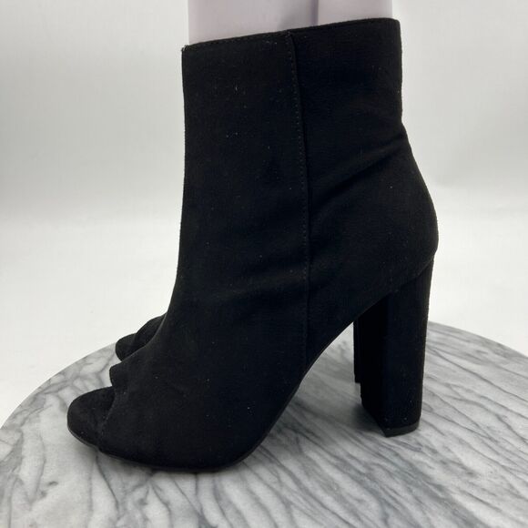 Charlotte Russe Womens 6 Black Morris Bootie Faux Suede Side Zip Ankle Heel Boot - Picture 4 of 12